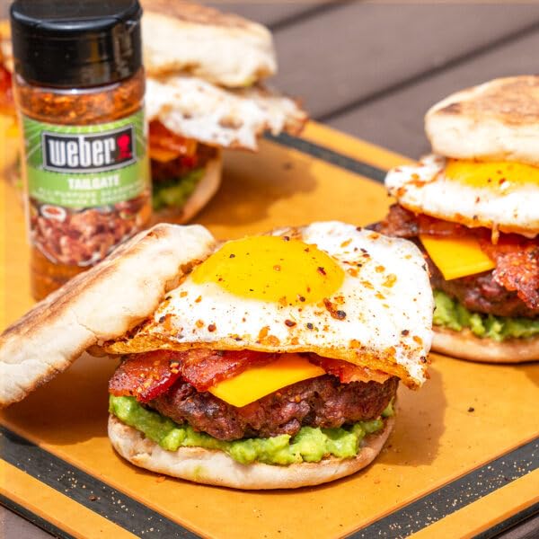 Weber Tailgate Seasoning on seafood adds balanced garlic-onion finish.