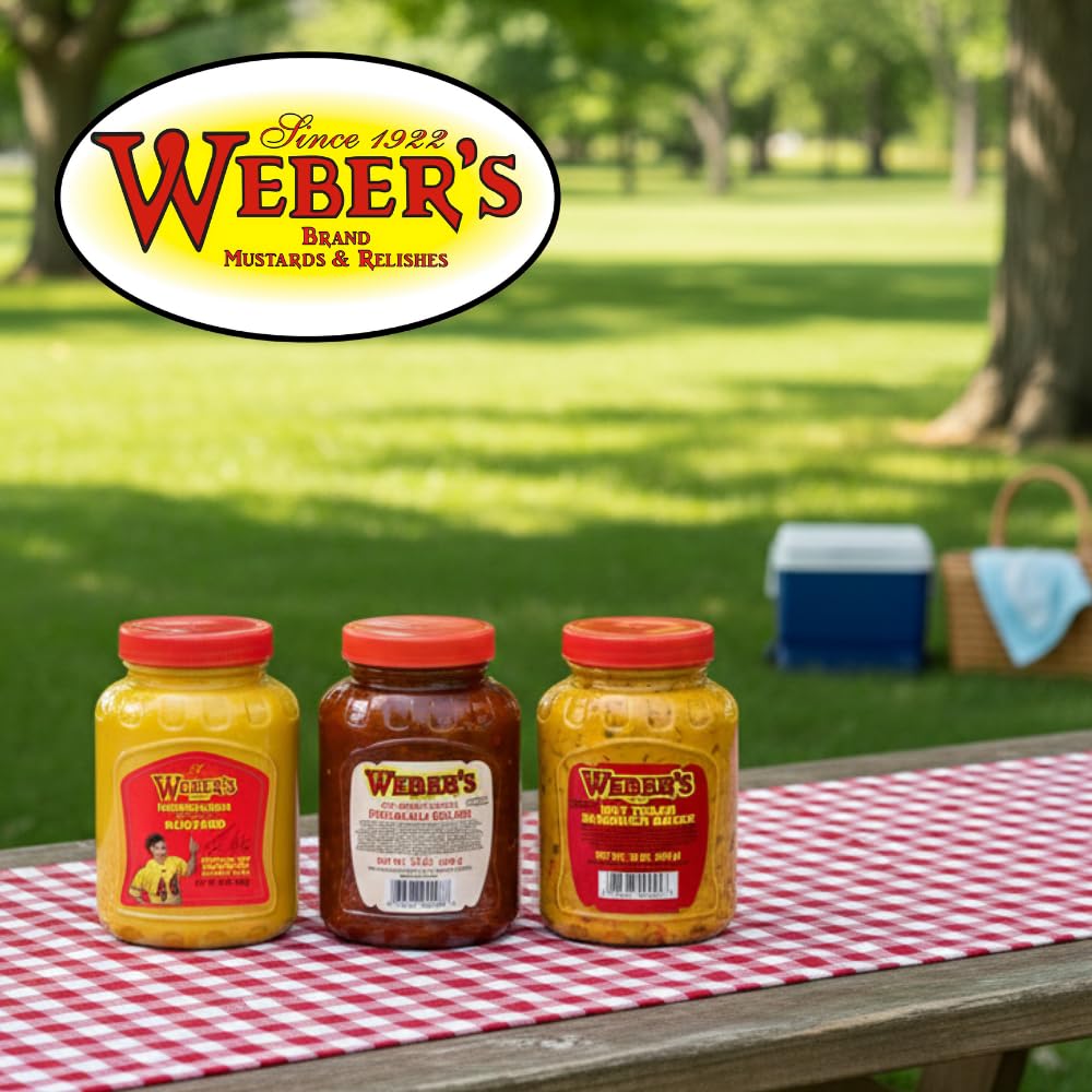 Weber's mustard topping on burgers and sausages for quick flavor boost