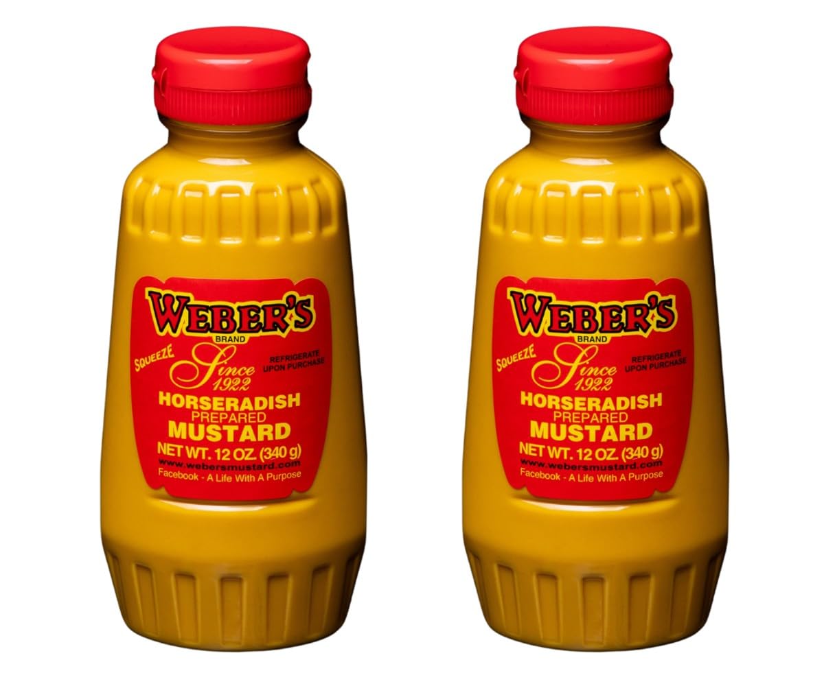 webers horseradish mustard squeeze 12oz bottle 2-pack for bold flavor on sandwiches