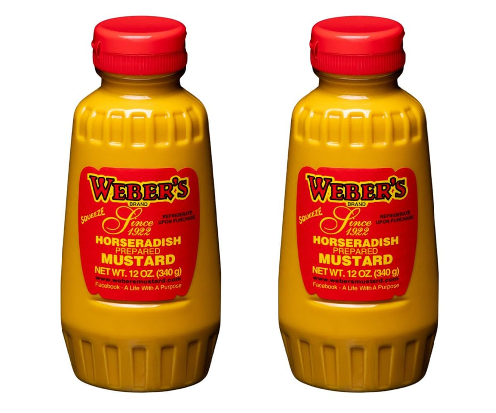 webers horseradish mustard squeeze 12oz bottle 2-pack for bold flavor on sandwiches