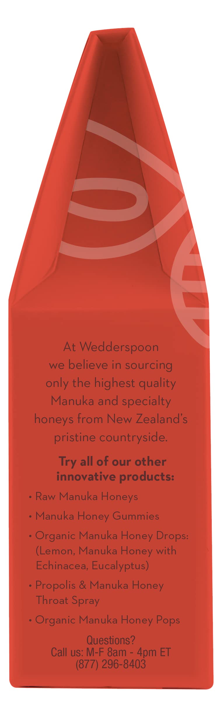 Single drop from Wedderspoon honey drops shows golden color and glossy surface.