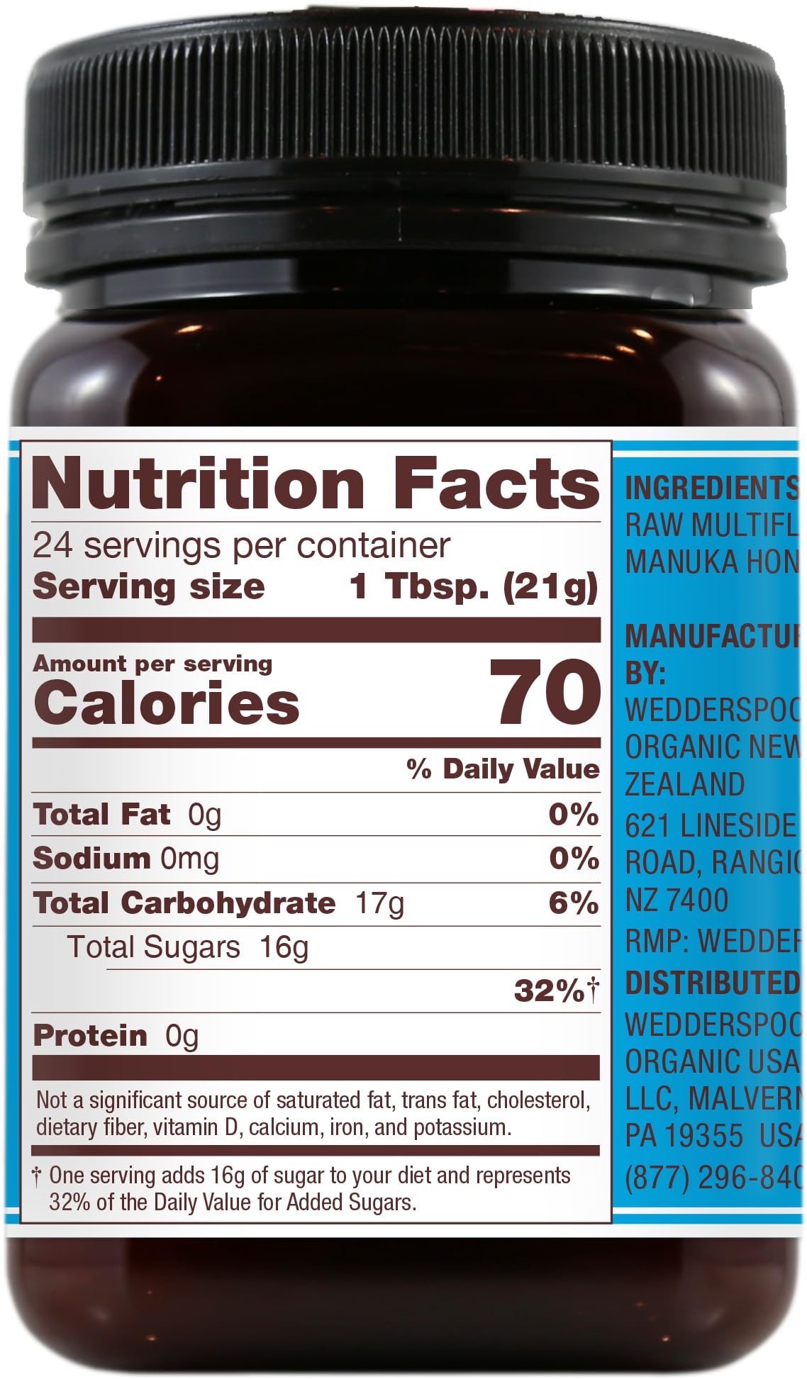 Wedderspoon jar label close-up showing authenticity