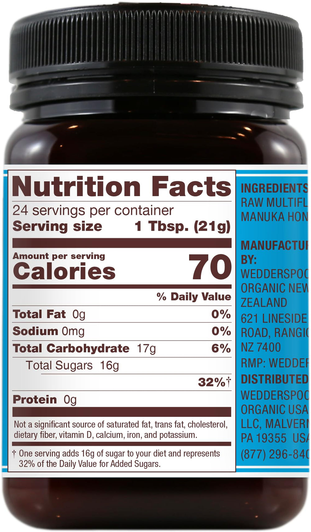 Wedderspoon jar label close-up showing authenticity