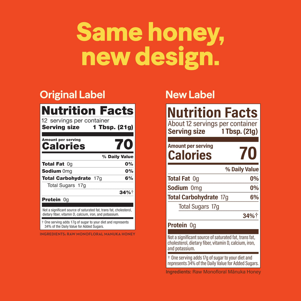 Wedderspoon Manuka honey bottle with KFactor 16+ detailing traceability from hive to home.