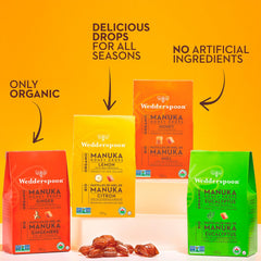 Wedderspoon ginger and echinacea drops ease throat irritation with natural sweetness.