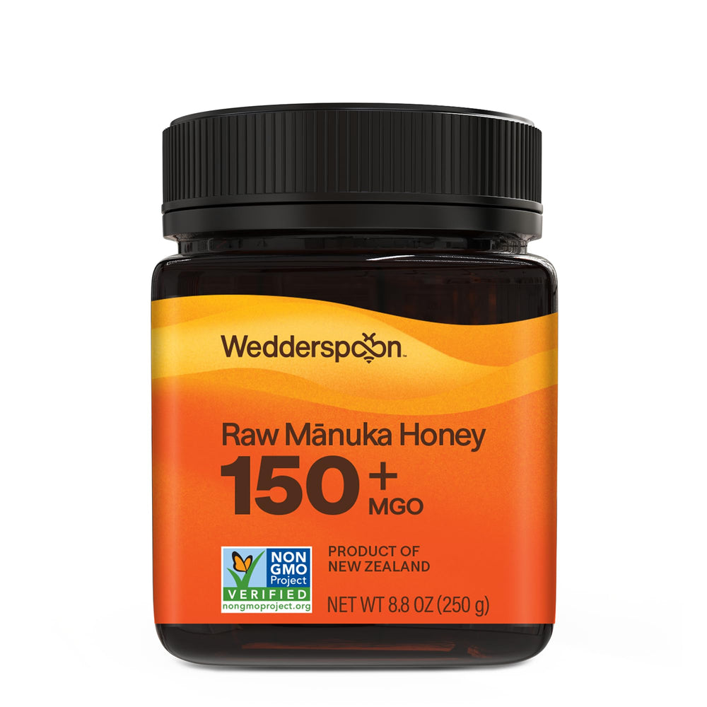 Wedderspoon raw Manuka honey jar highlighting natural texture for daily use