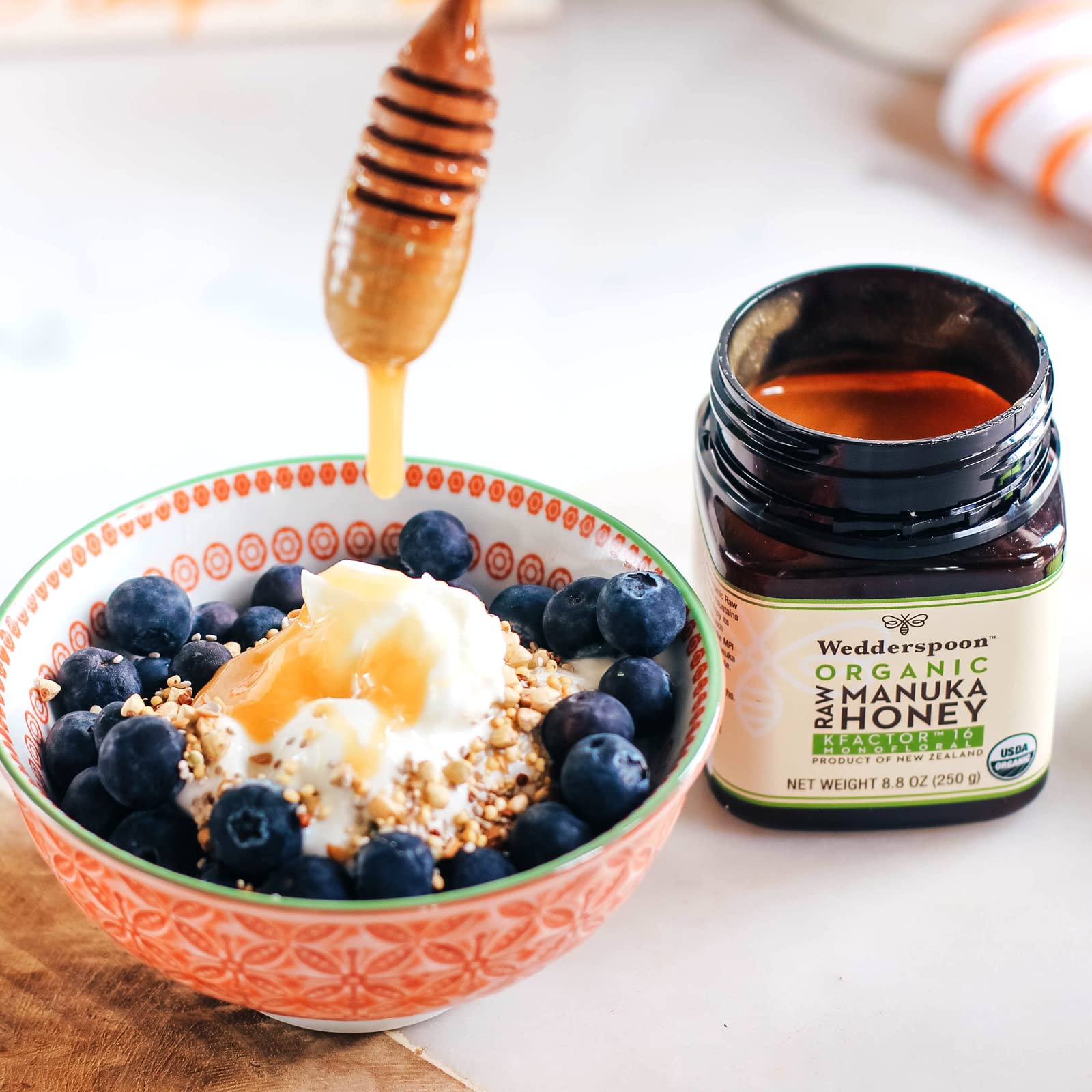 Wedderspoon spoonful served over breakfast highlights versatile use.