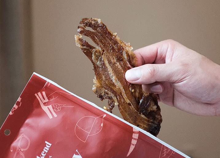 Weekend Jerky fatty brisket close-up, succulent marbling for intense flavor