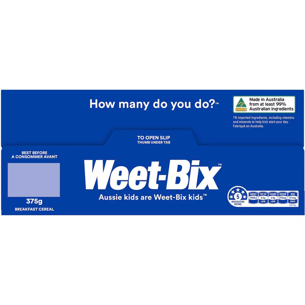 Weet-Bix Original breakfast table setup, low fat option.
