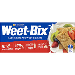 Weet-Bix Original dry cereal close-up, wholesome wholegrain goodness.