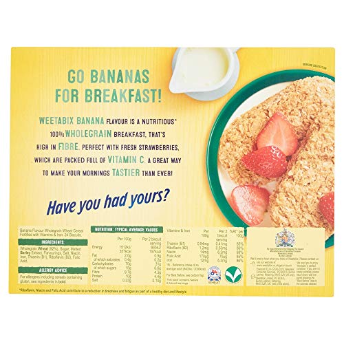 Weetabix Banana Biscuits ingredients label for informed choice