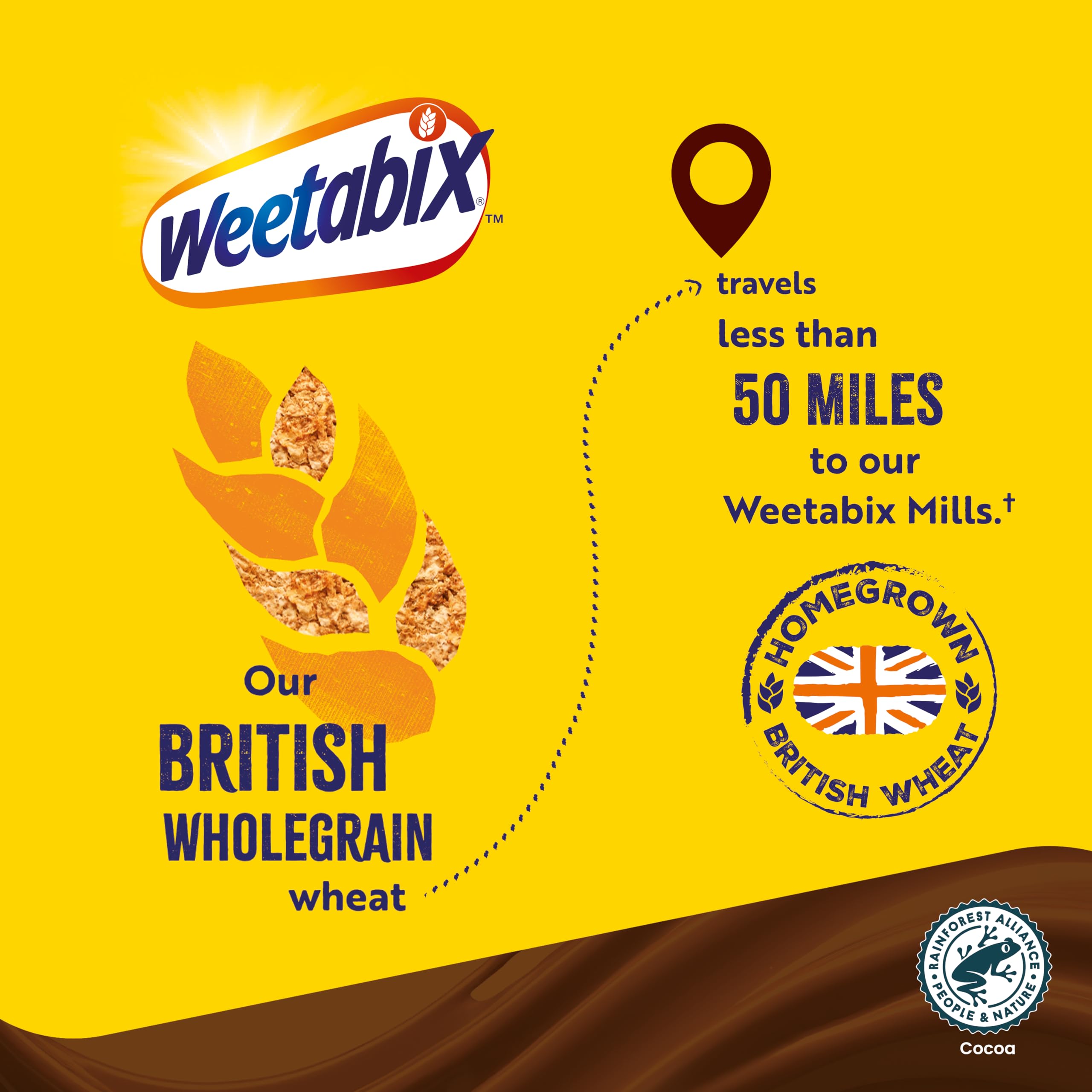 Weetabix Chocolate cereal being poured for a quick morning breakfast