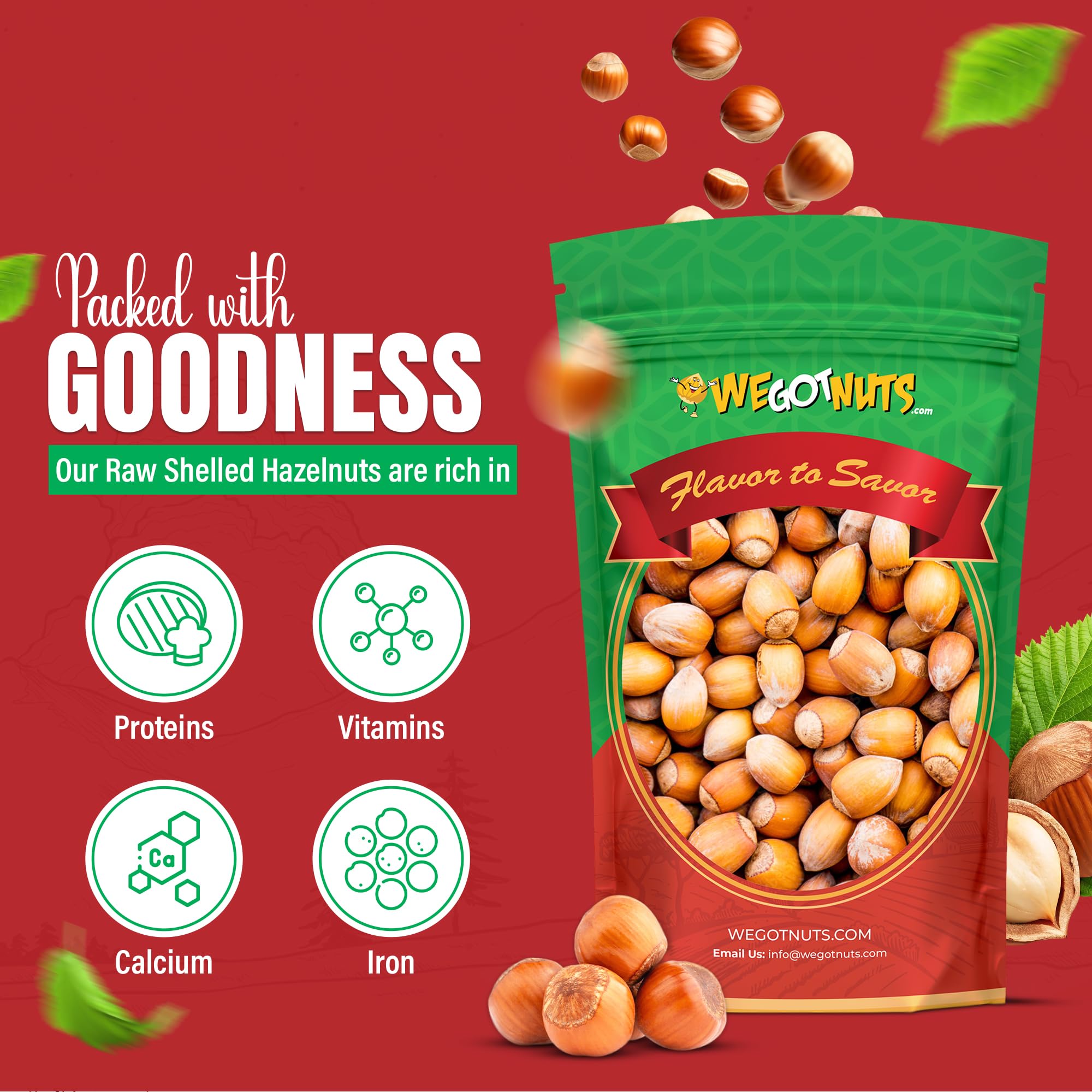 We Got Nuts hazelnuts in shell bulk 4lb display, premium freshness