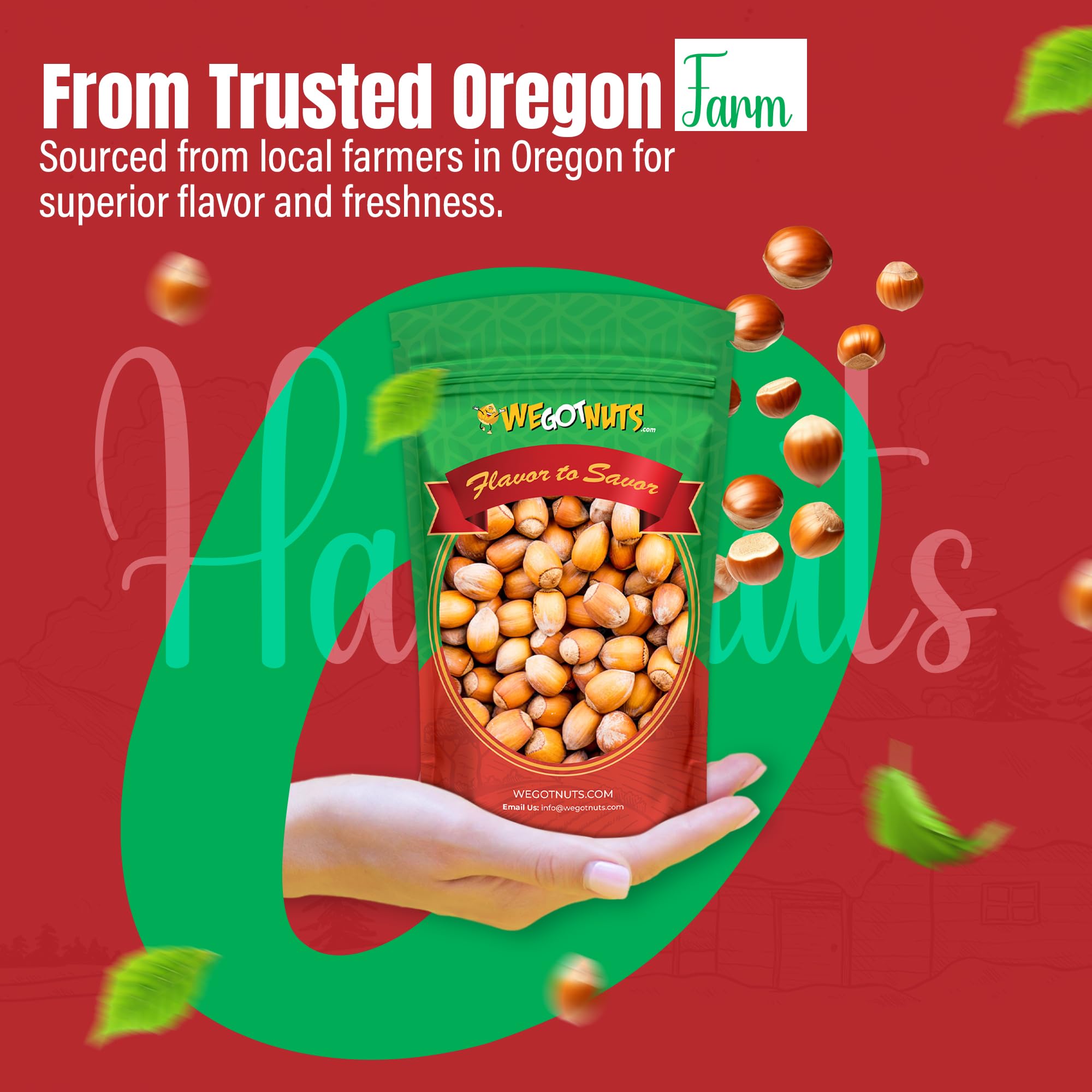 We Got Nuts hazelnuts in shell sealed pouch, resealable for freshness