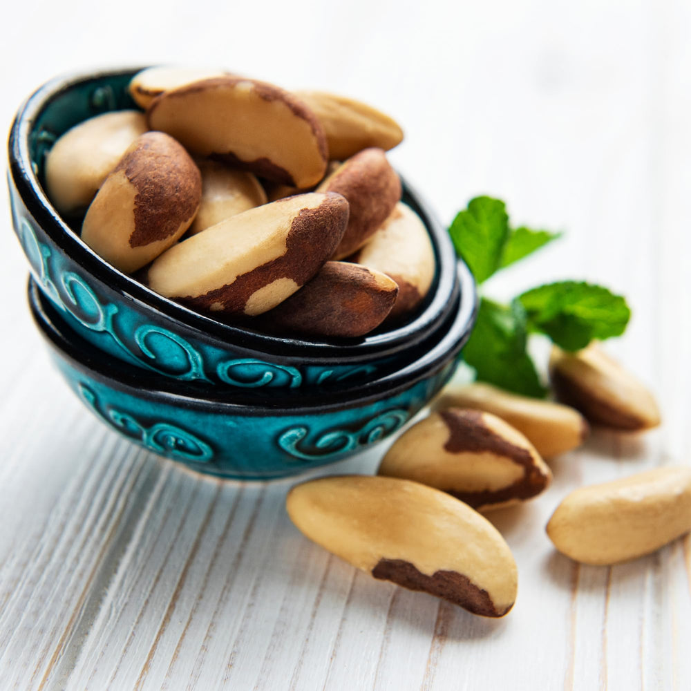 We Got Nuts shelled Brazil nuts in whole form ready to eat.