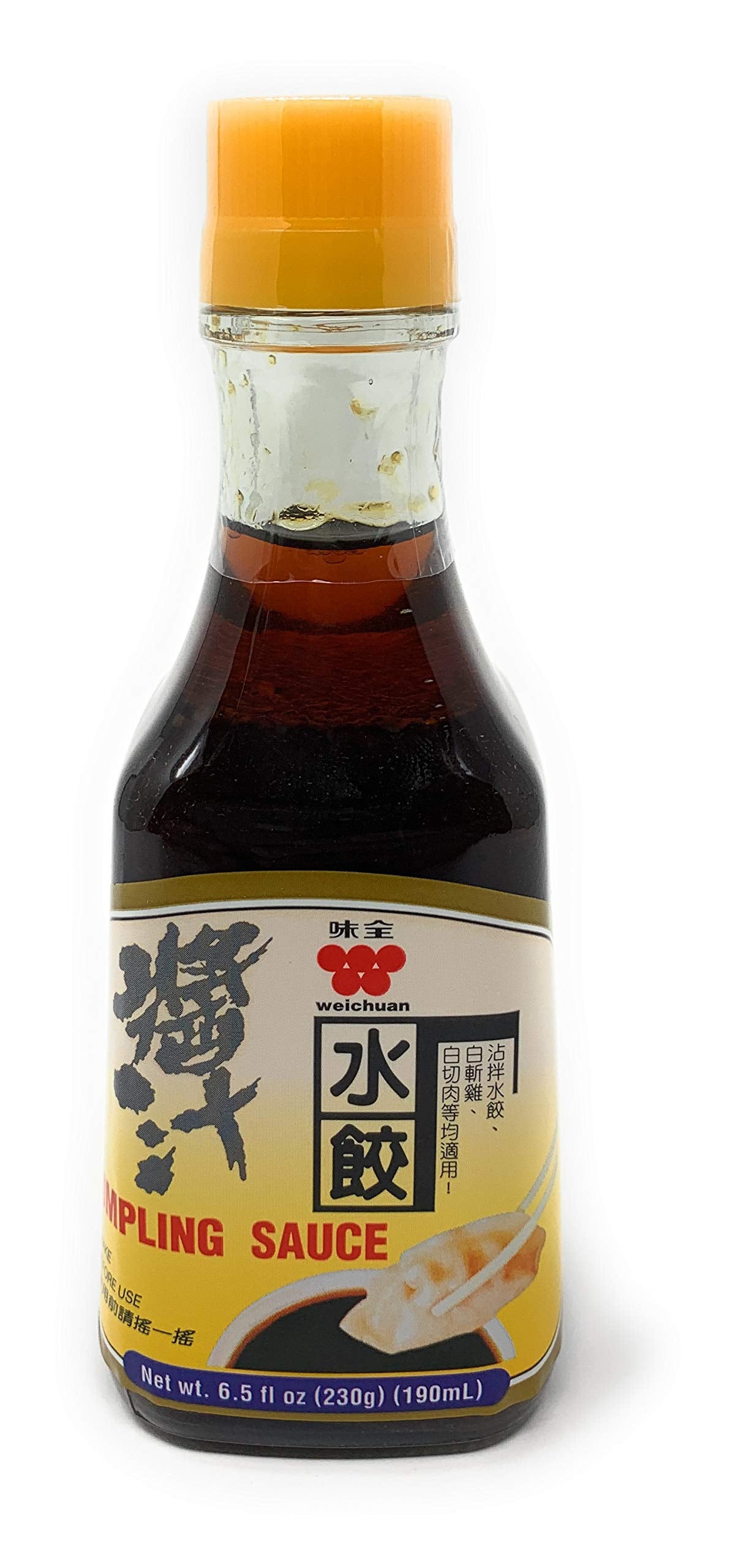 Weichuan Dumpling Sauce bottle with bold hot flavor for dipping.