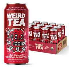 WEIRD Agua de Jamaica hibiscus tea can front view offering a refreshing energy boost.