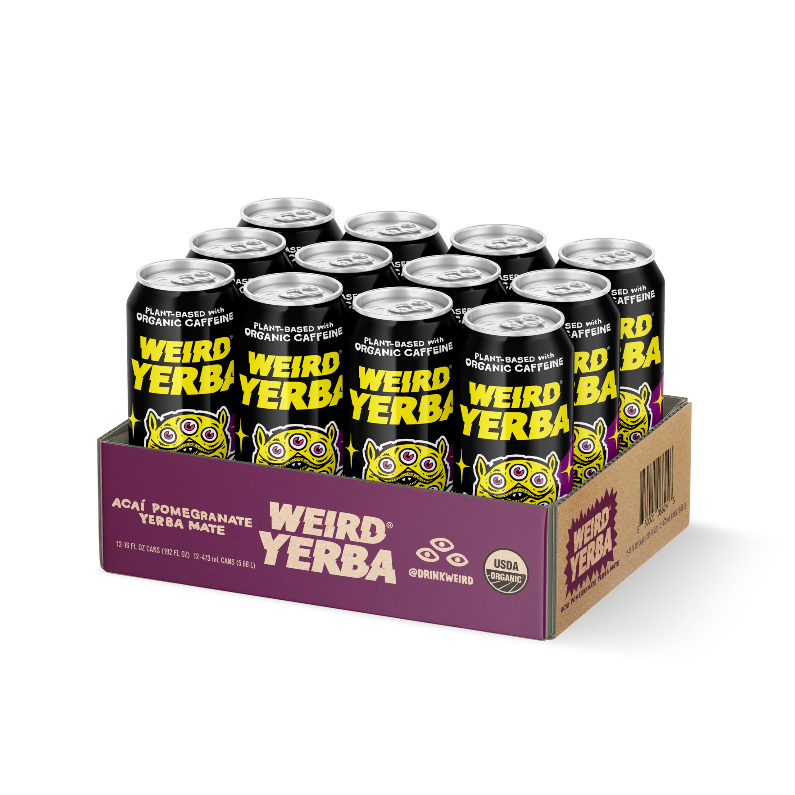 Bottle and cans on shelf illustrate variety and easy access to WEIRD drinks.