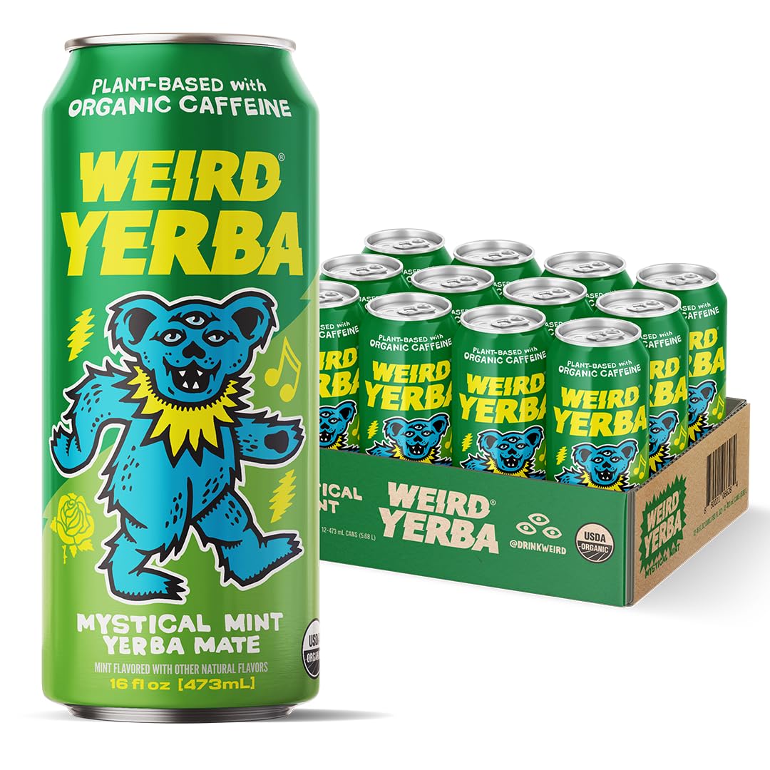 WEIRD Drink Organic Mystical Mint Yerba Mate can with bold mint aroma and energy.