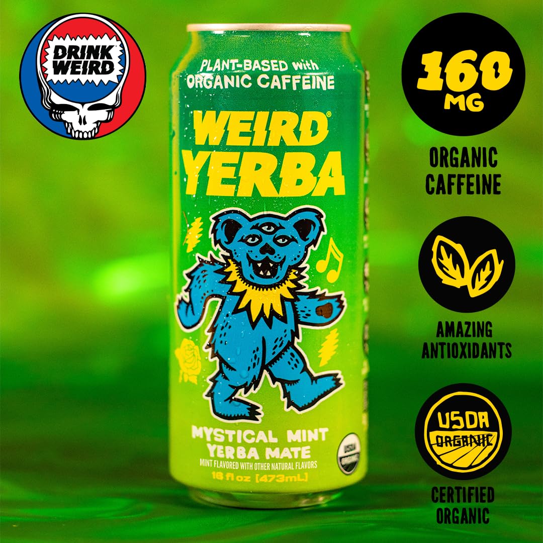 WEIRD recyclable aluminum can packaging emphasizes eco-friendly choice.
