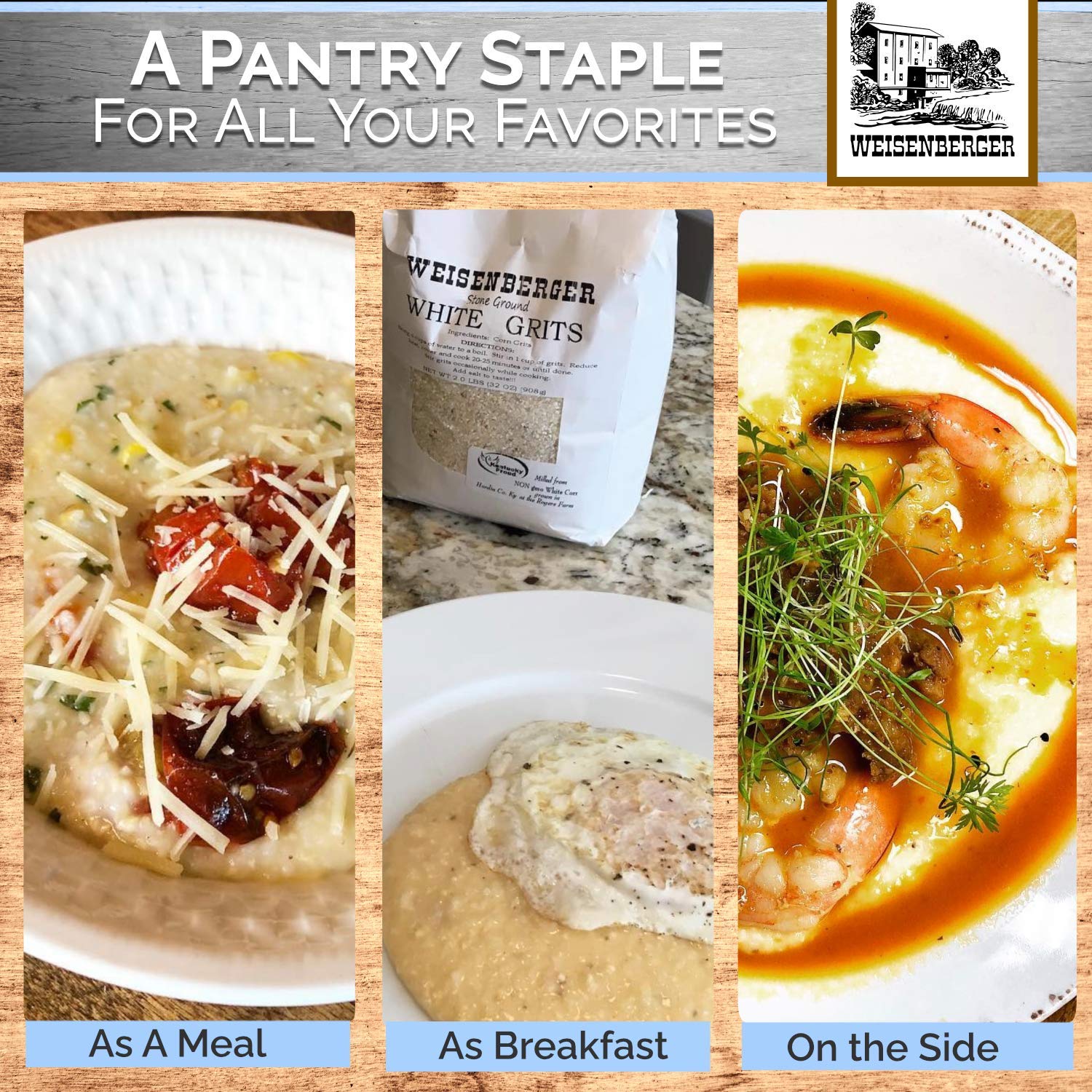 Weisenberger White Grits polenta-style dish for versatile dinner