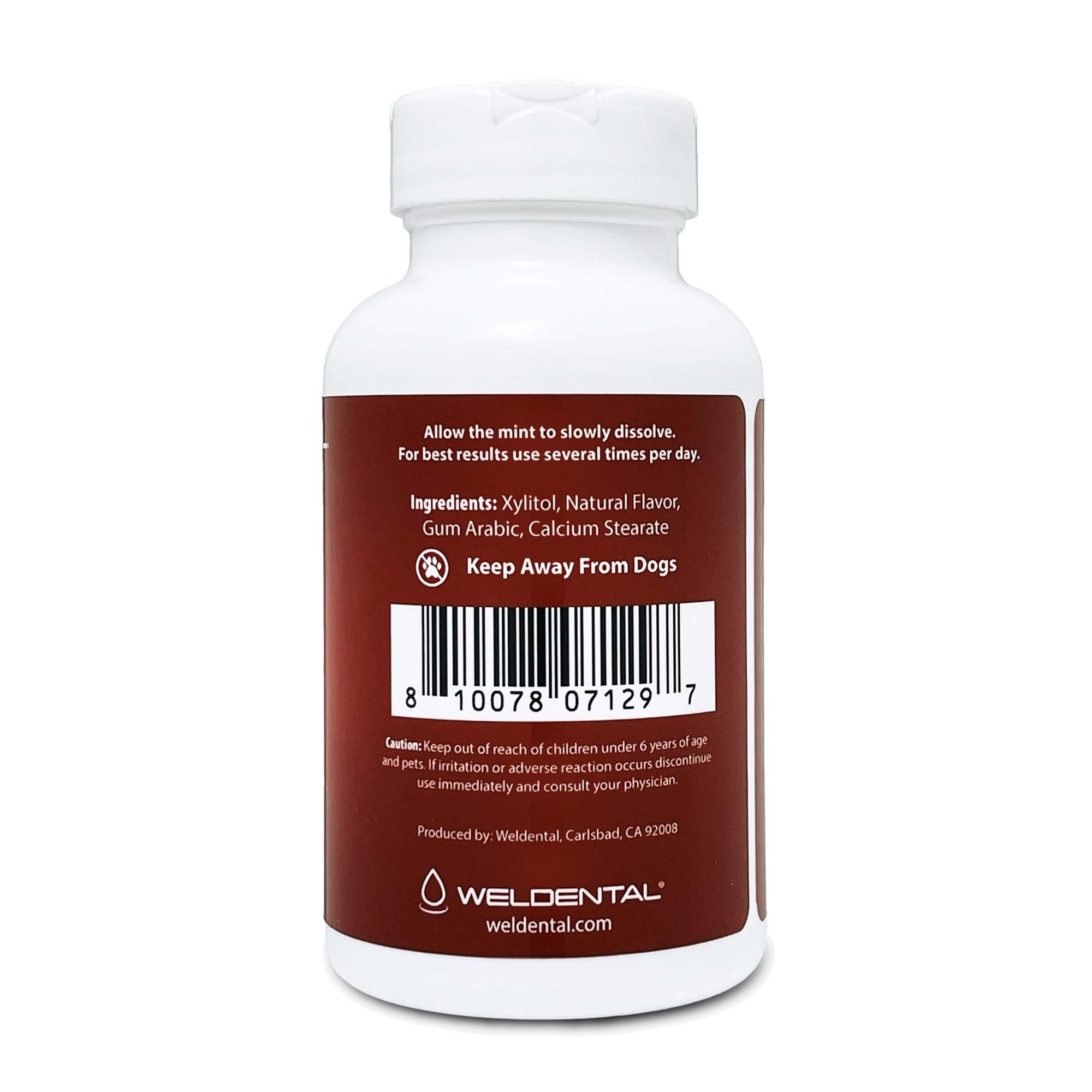WELdental Xylitol Mints Cinnamon close-up shows smooth texture and bite