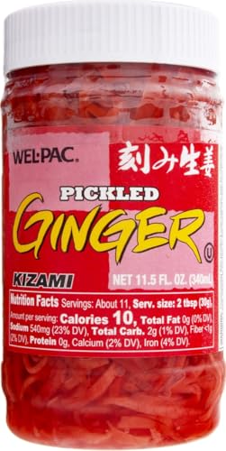 Close-up of Wel-Pac Kizami Shoga shredded ginger showing texture and tangy aroma.
