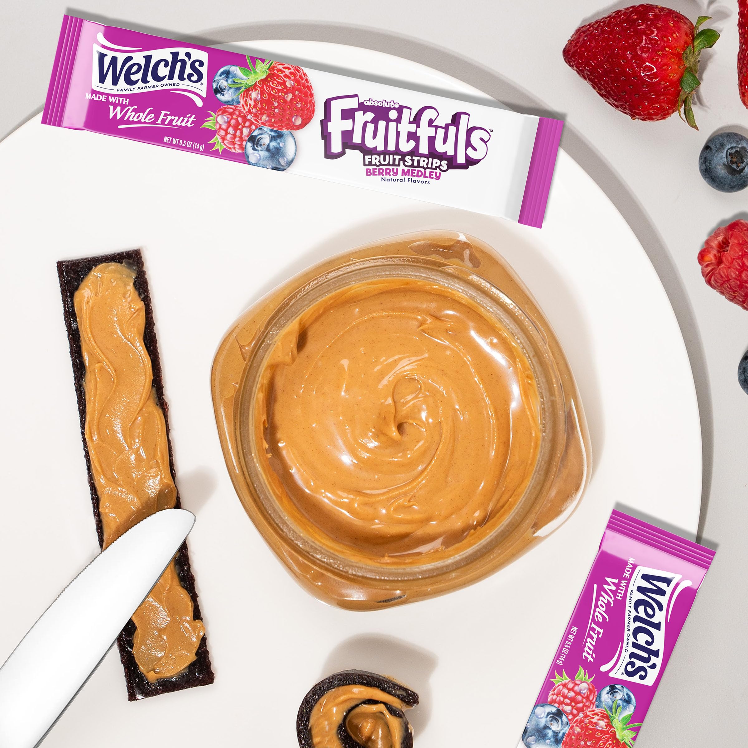 Welch's Absolute Fruitfuls Berry Medley in lunchbox for a quick snack.
