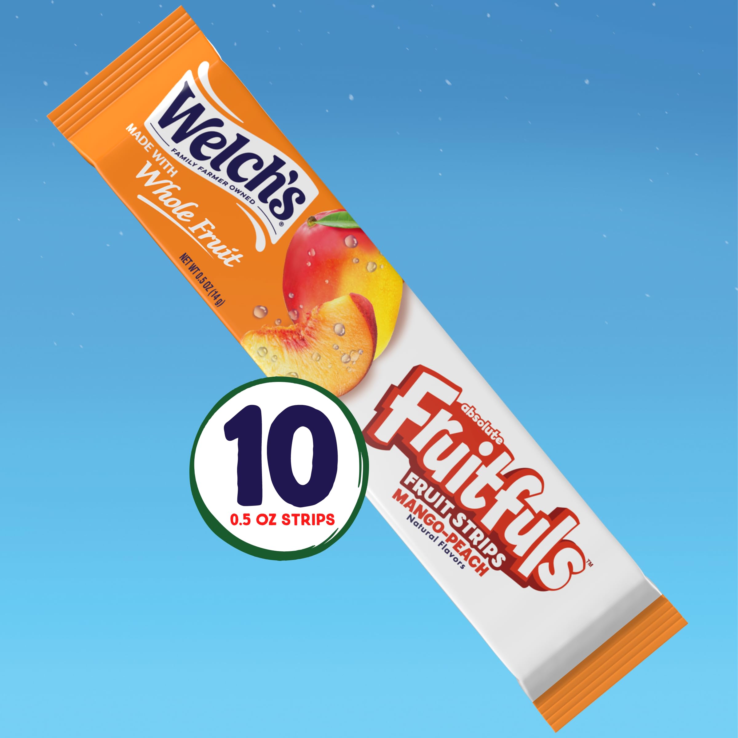 Welch's Absolute Fruitfuls Mango Peach pack-of-10 for convenient school lunches