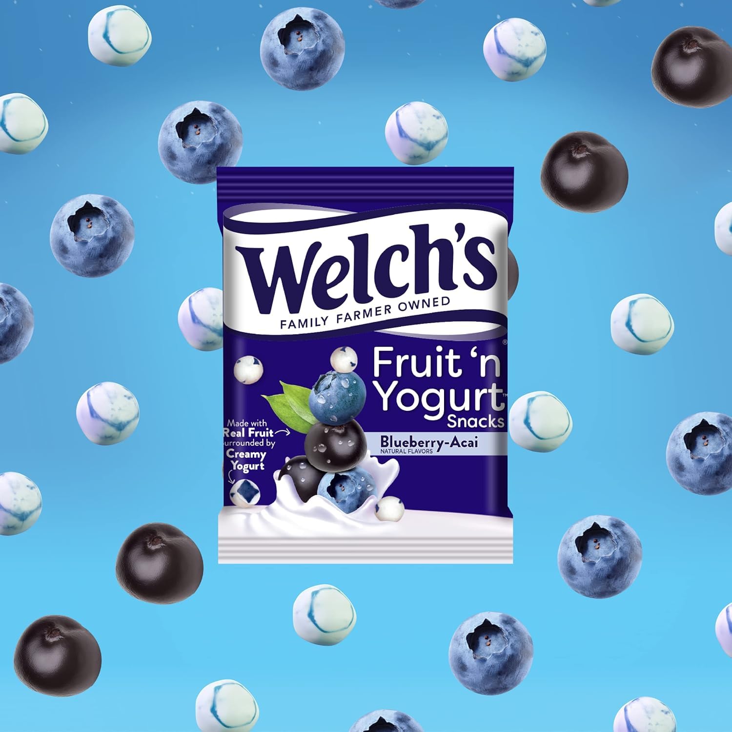 Welch's Blueberry-Acai Snacks box back shows ingredients and serving ideas