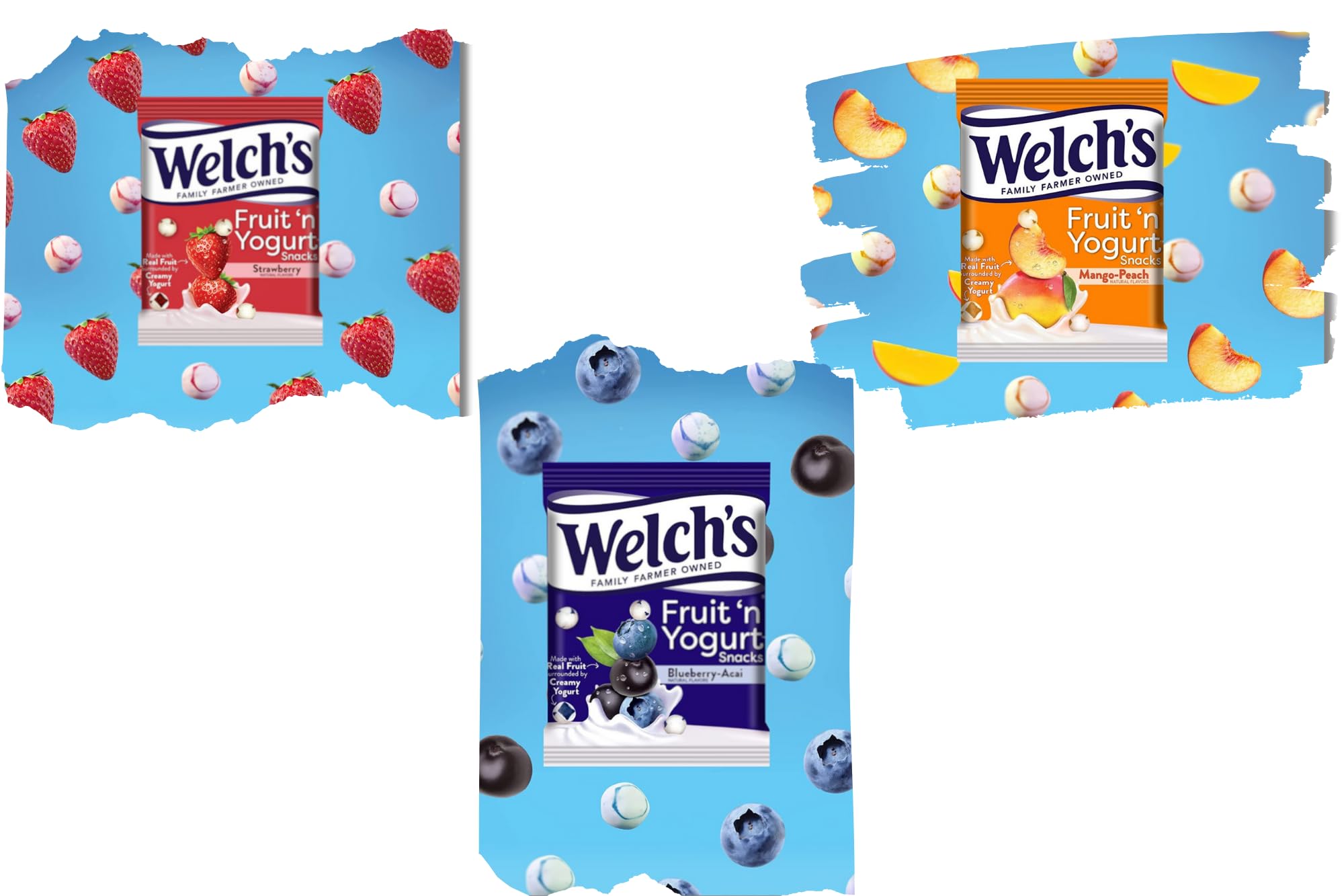 Close-up of Welch’s Fruit ’n Yogurt Snacks showing creamy yogurt coating.