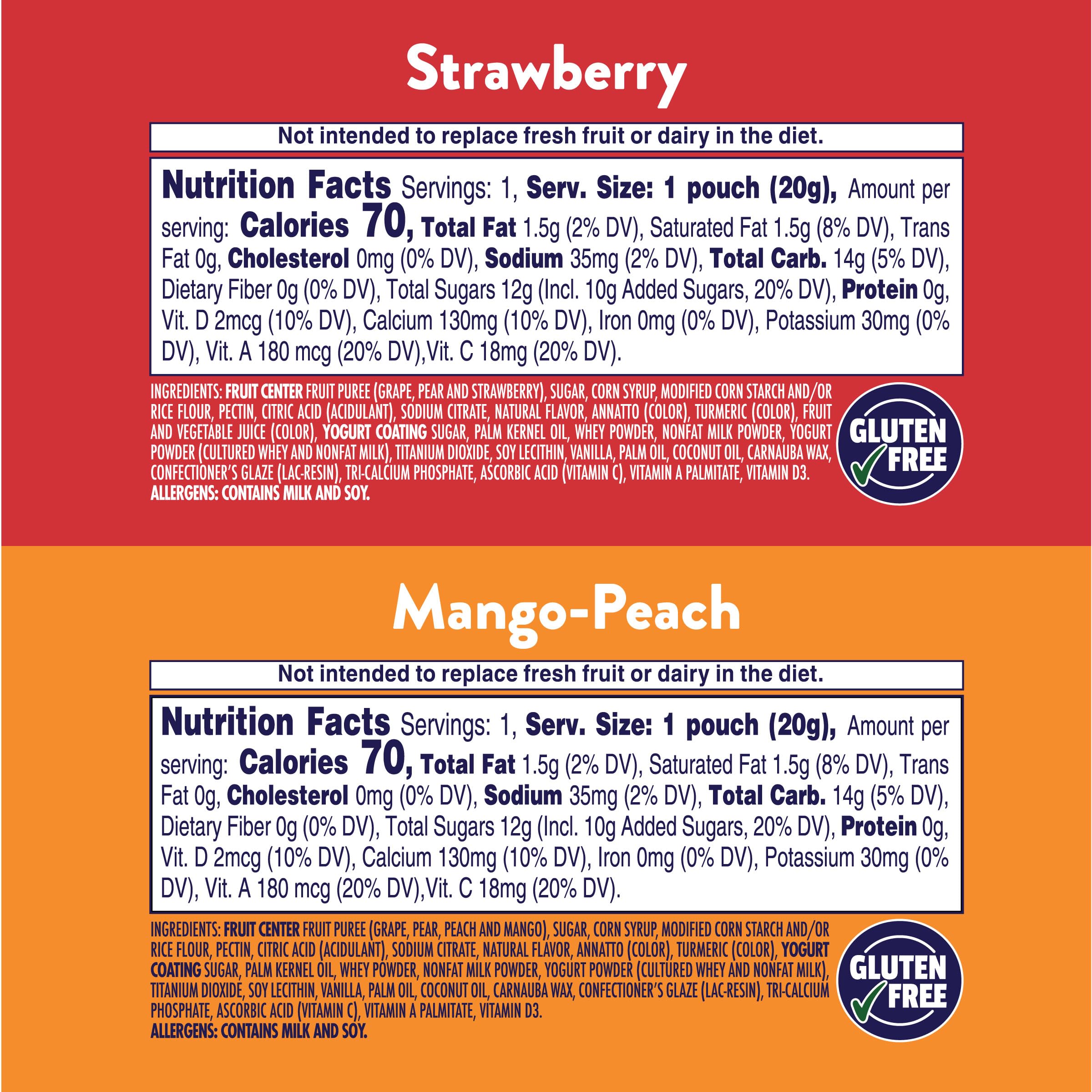 Welch's Fruit n Yogurt Snacks mango peach in a portable package for lunchboxes