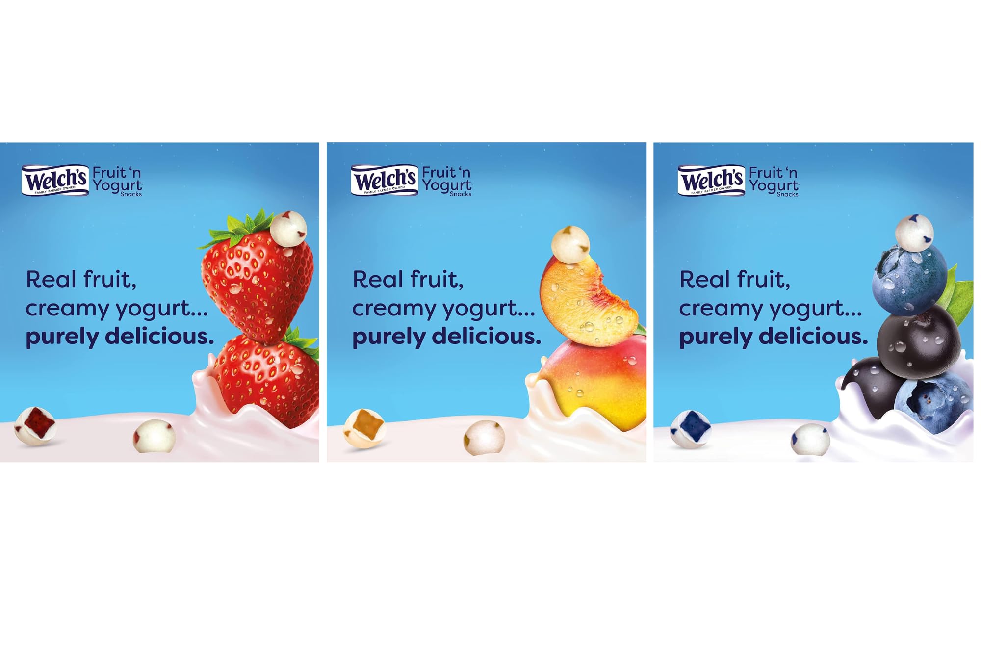 Real fruit texture highlight in Welch’s Fruit ’n Yogurt Snacks.