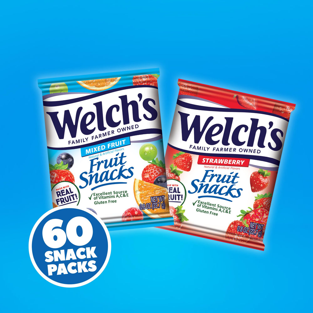 Welch's Fruit Snacks 0.8 oz packs ready for school or travel.
