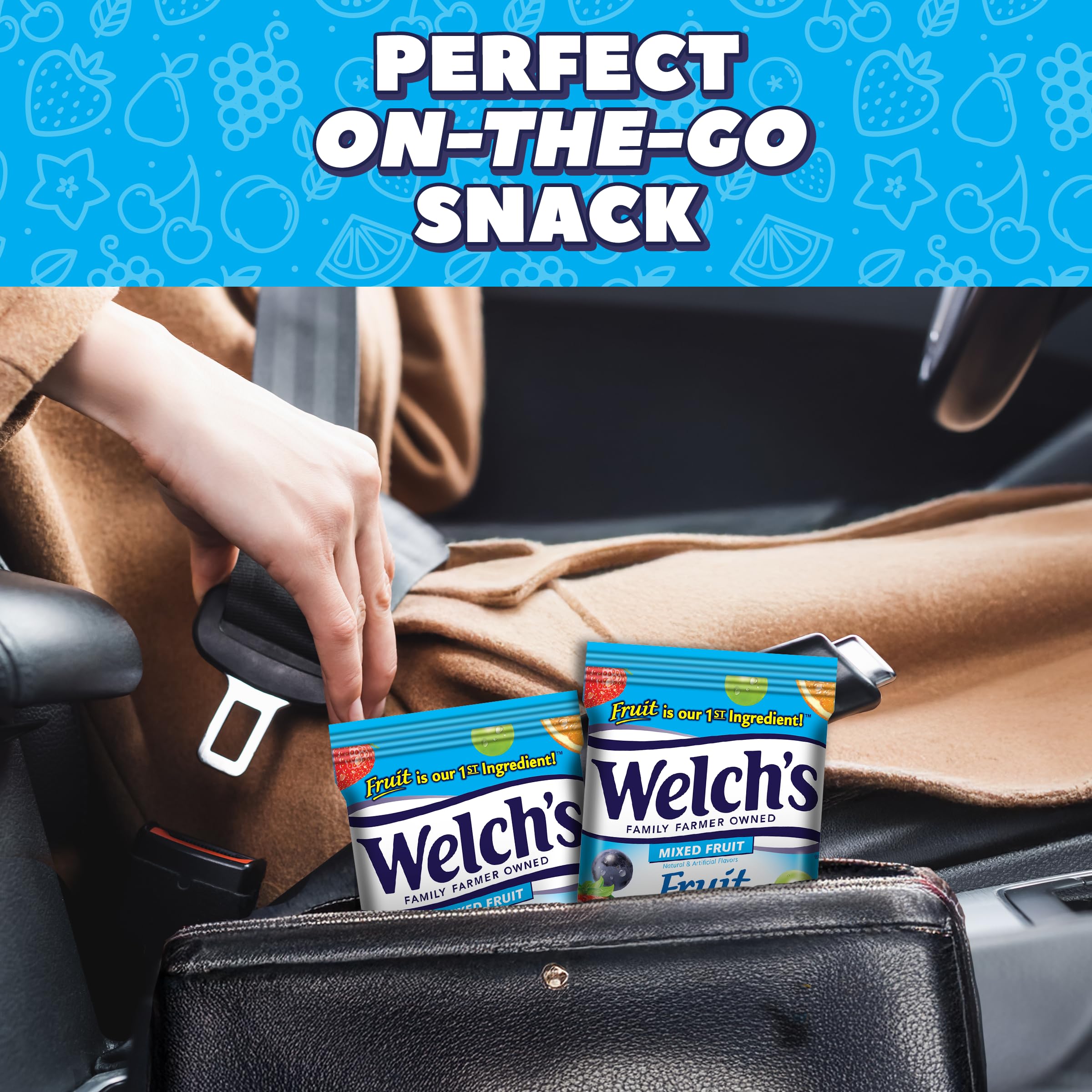 Welch's Fruit Snacks packaging highlights real fruit as the first ingredient