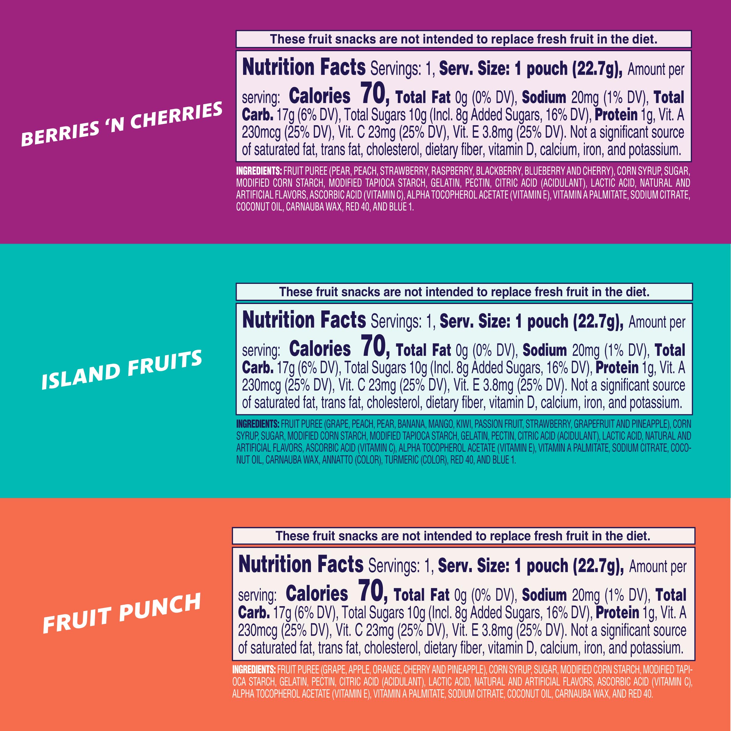 Welch's Fruit Snacks fruit punch flavor single pack for on-the-go lunches.