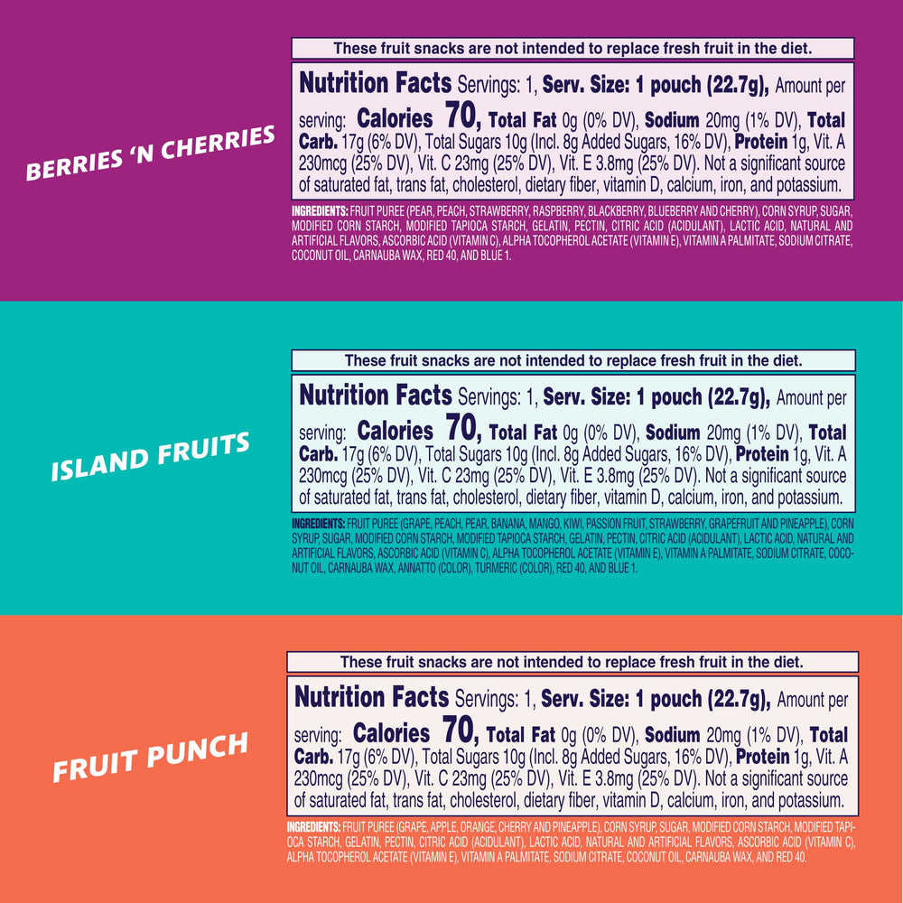 Welch's Fruit Snacks fruit punch flavor single pack for on-the-go lunches.