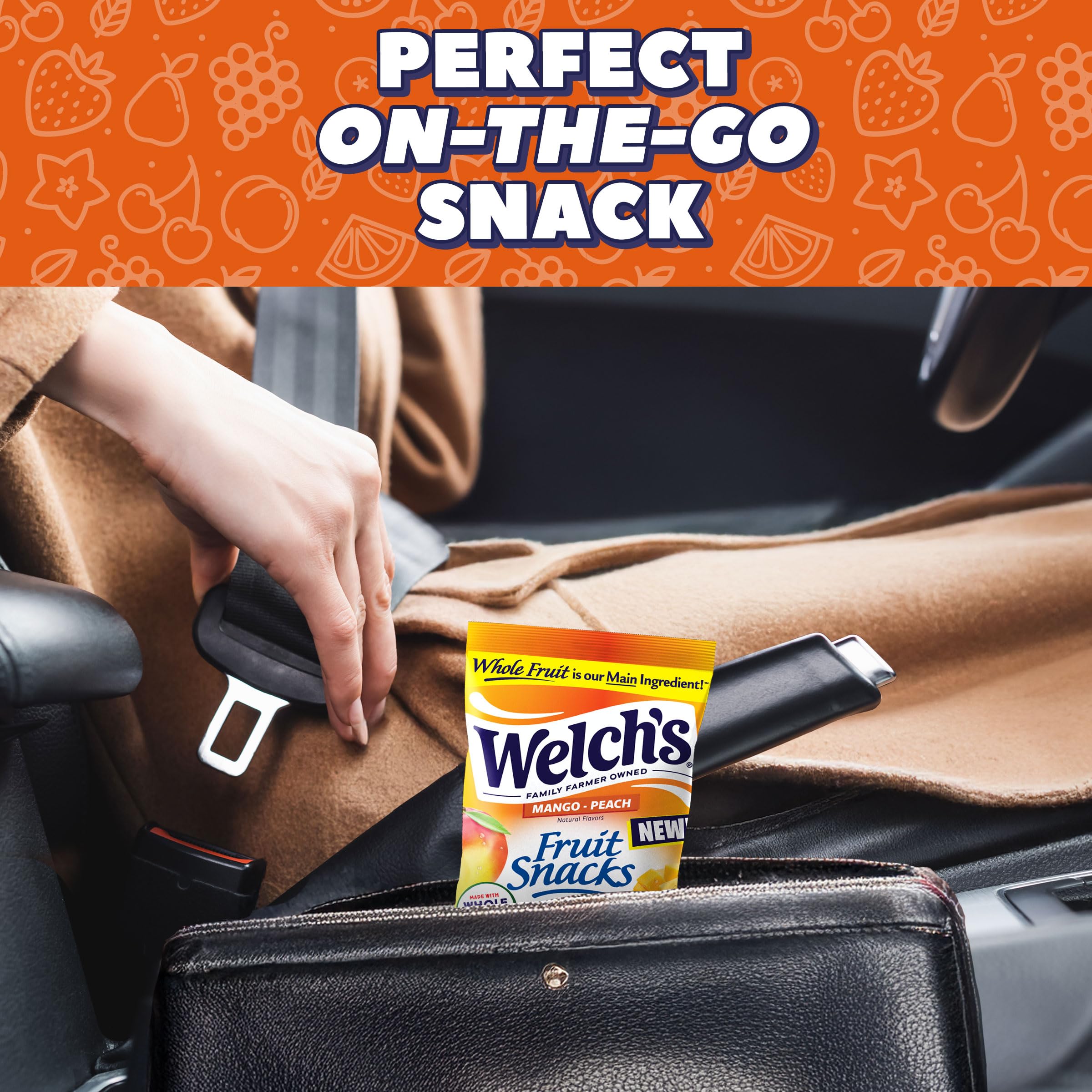 Welch's individually wrapped packs ideal for lunchboxes and on-the-go.