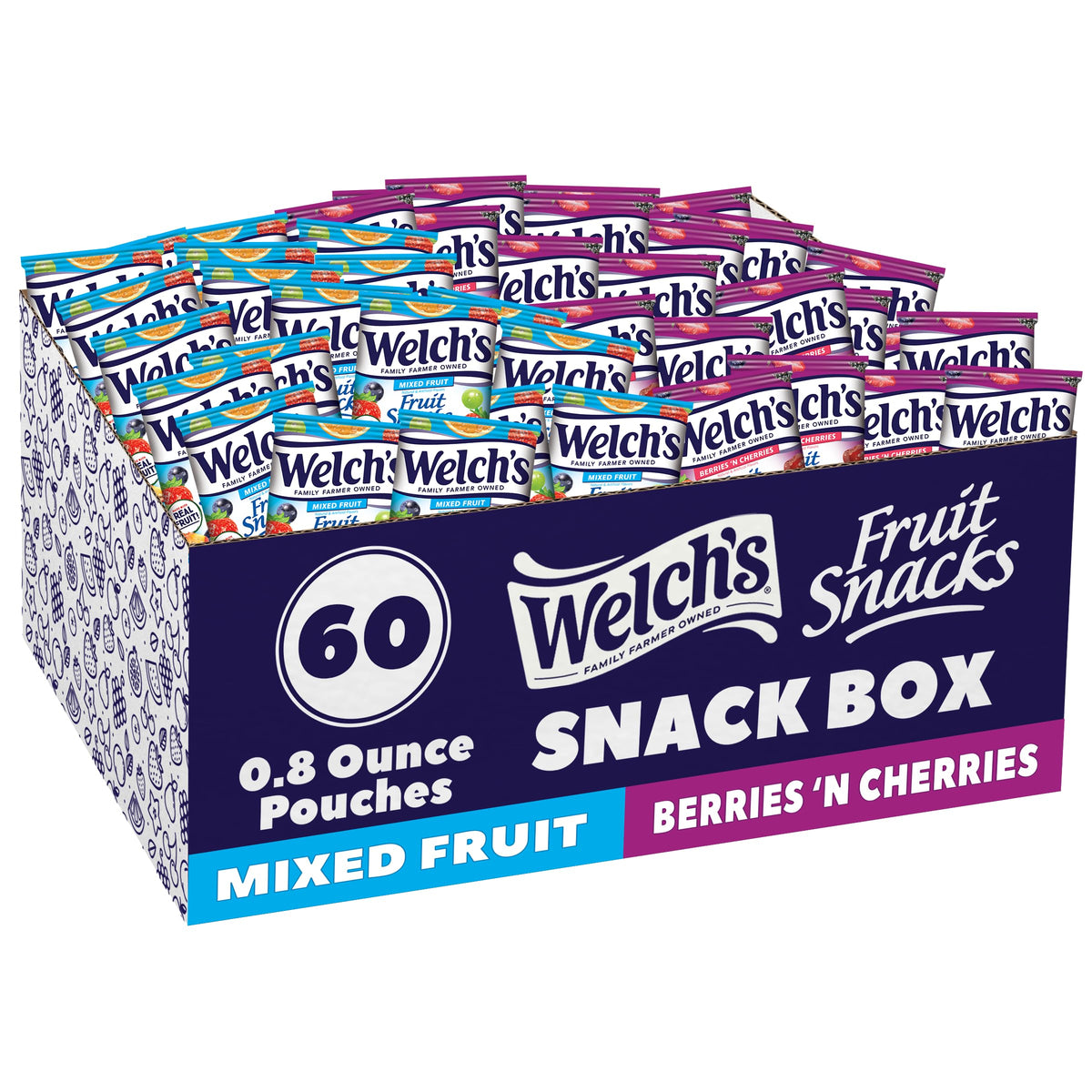 Welch's Fruit Snacks mixed fruit and berries variety pack, ideal for kid-friendly lunchboxes.