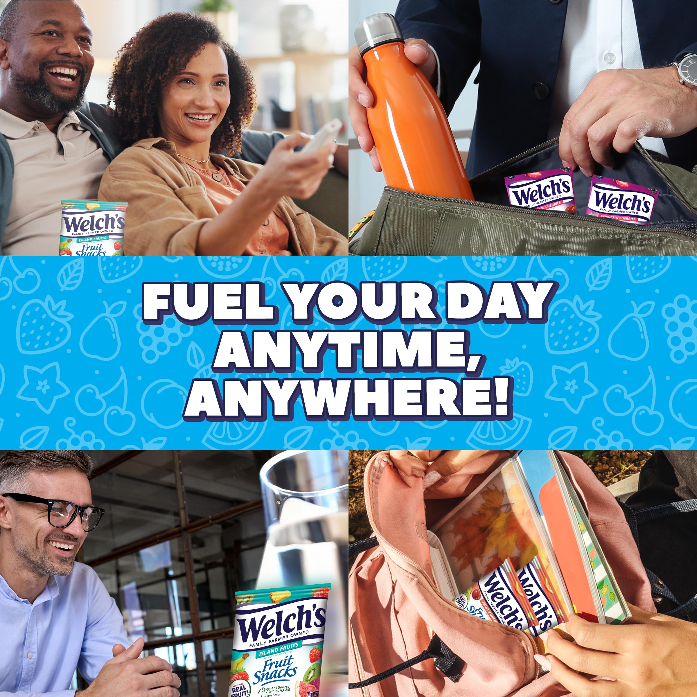 Welch's Fruit Snacks convenient single-serve packs for school, work, or travel.