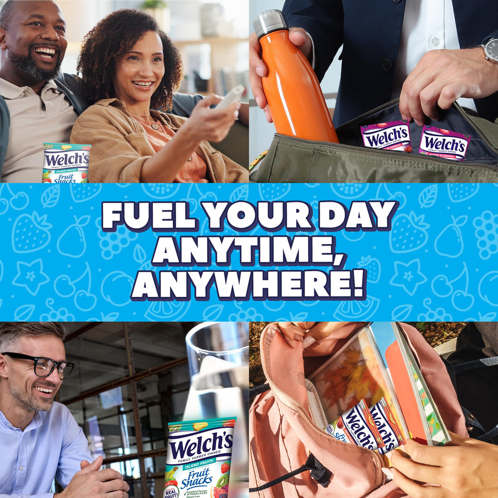 Welch's Fruit Snacks convenient single-serve packs for school, work, or travel.