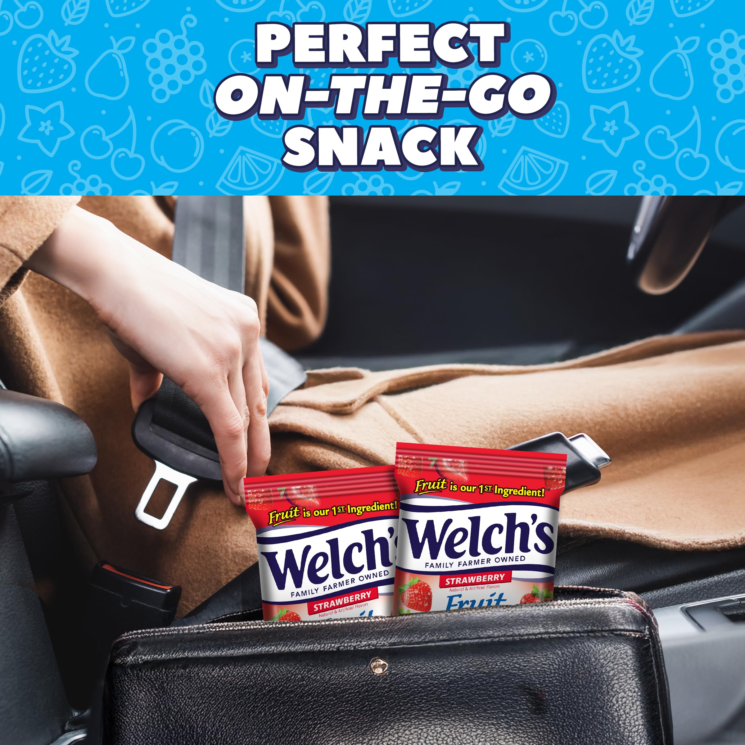 Lunchbox-ready Welch's strawberry snack for on-the-go eating.