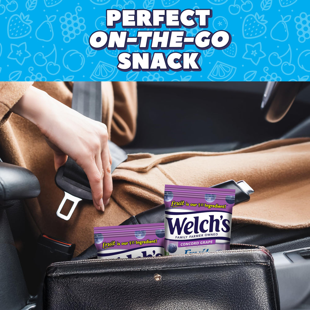 Welch's fruit snacks variety pack displaying multiple flavors for diverse snacking