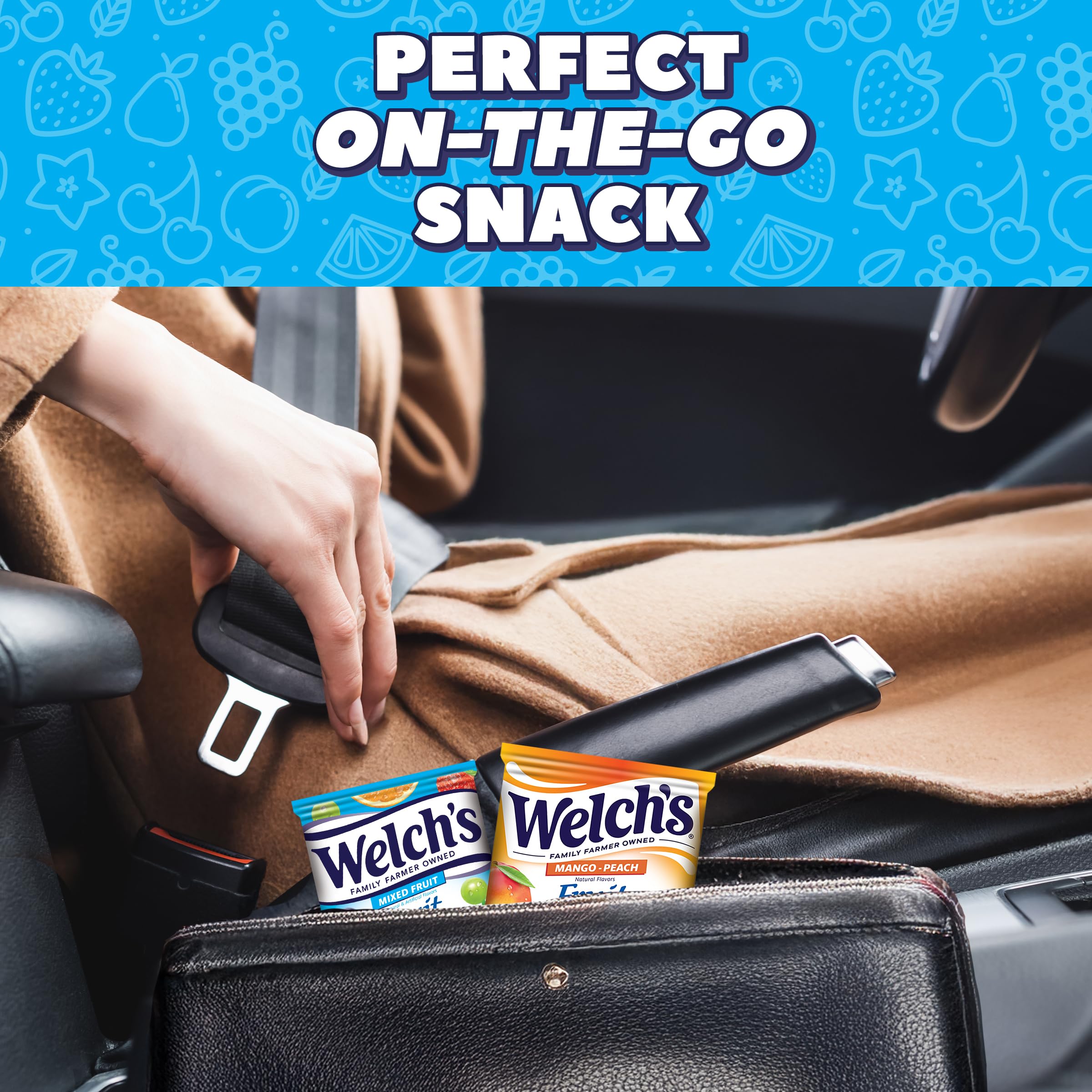 Welch's snack provides 25% DV vitamins C, A and E for a tasty boost.