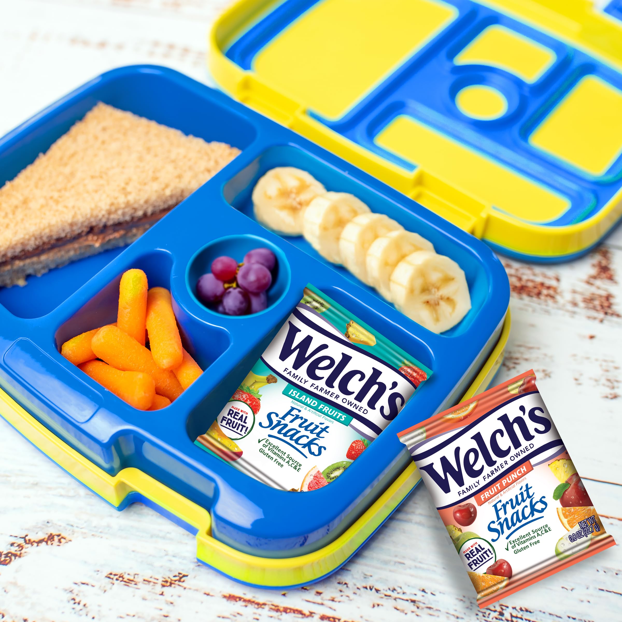 Welch's Fruit Snacks made with whole fruit for authentic flavor in every bite.