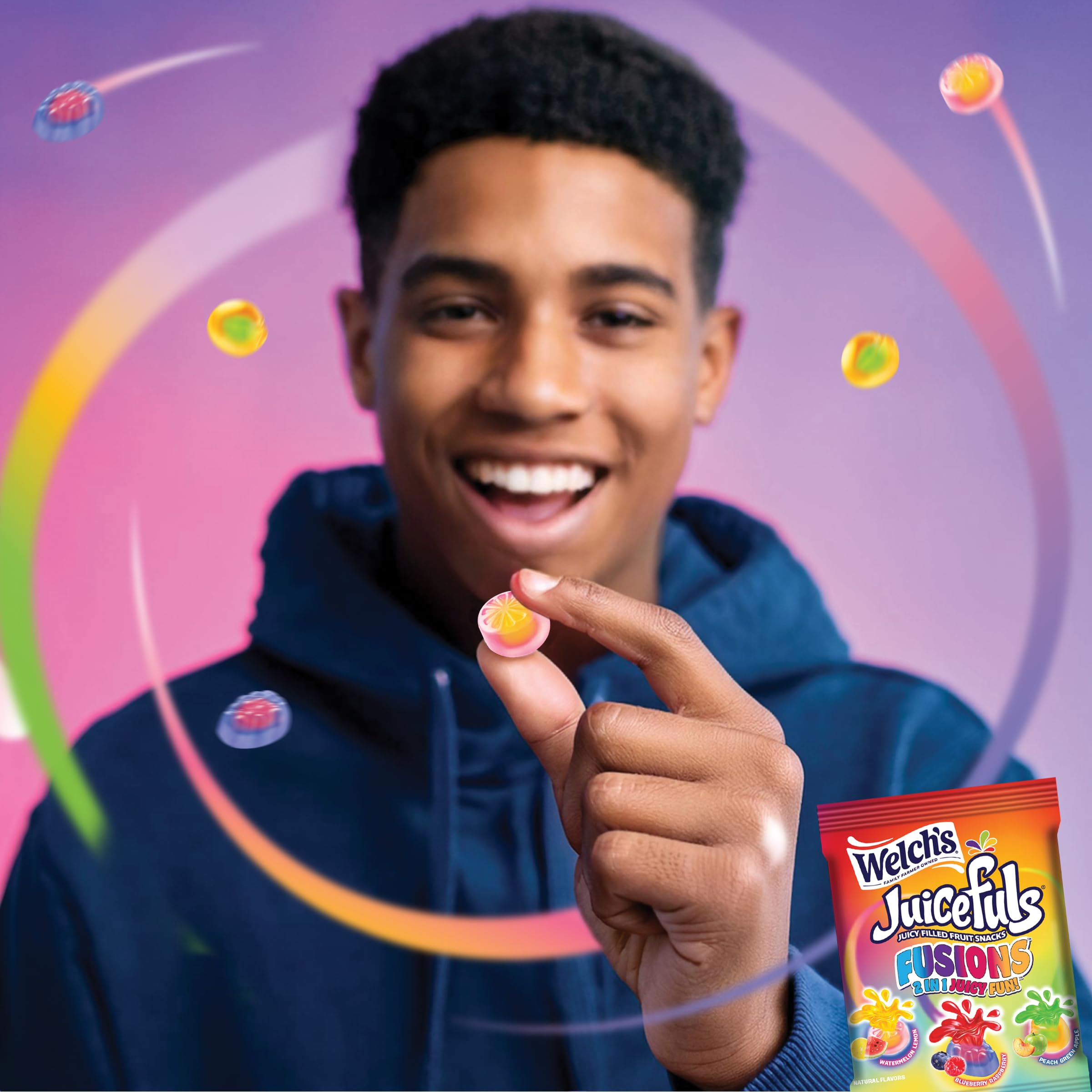 Welch's Juicefuls Fusions Fat-free snack with vitamins.