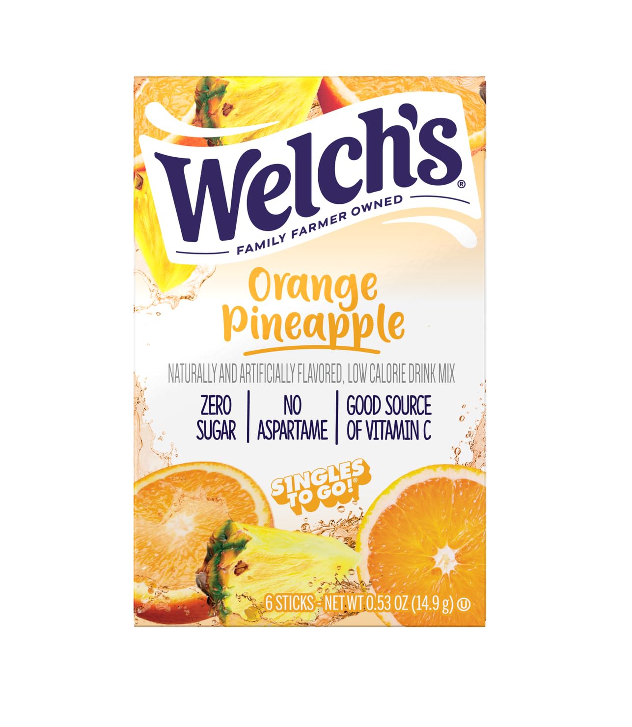 Tall glass of Welch's Orange Pineapple drink after mixing.