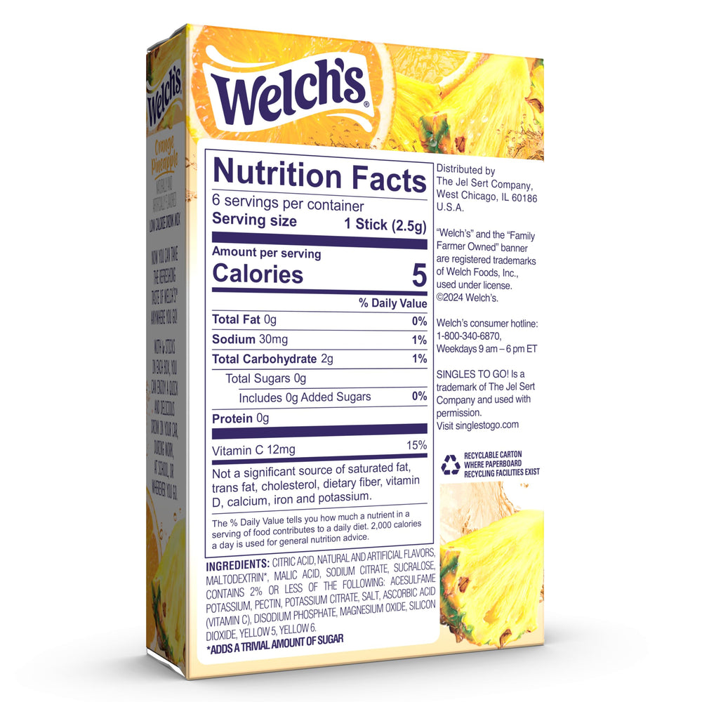 Welch's Singles To Go orange pineapple boxes designed for portable hydration