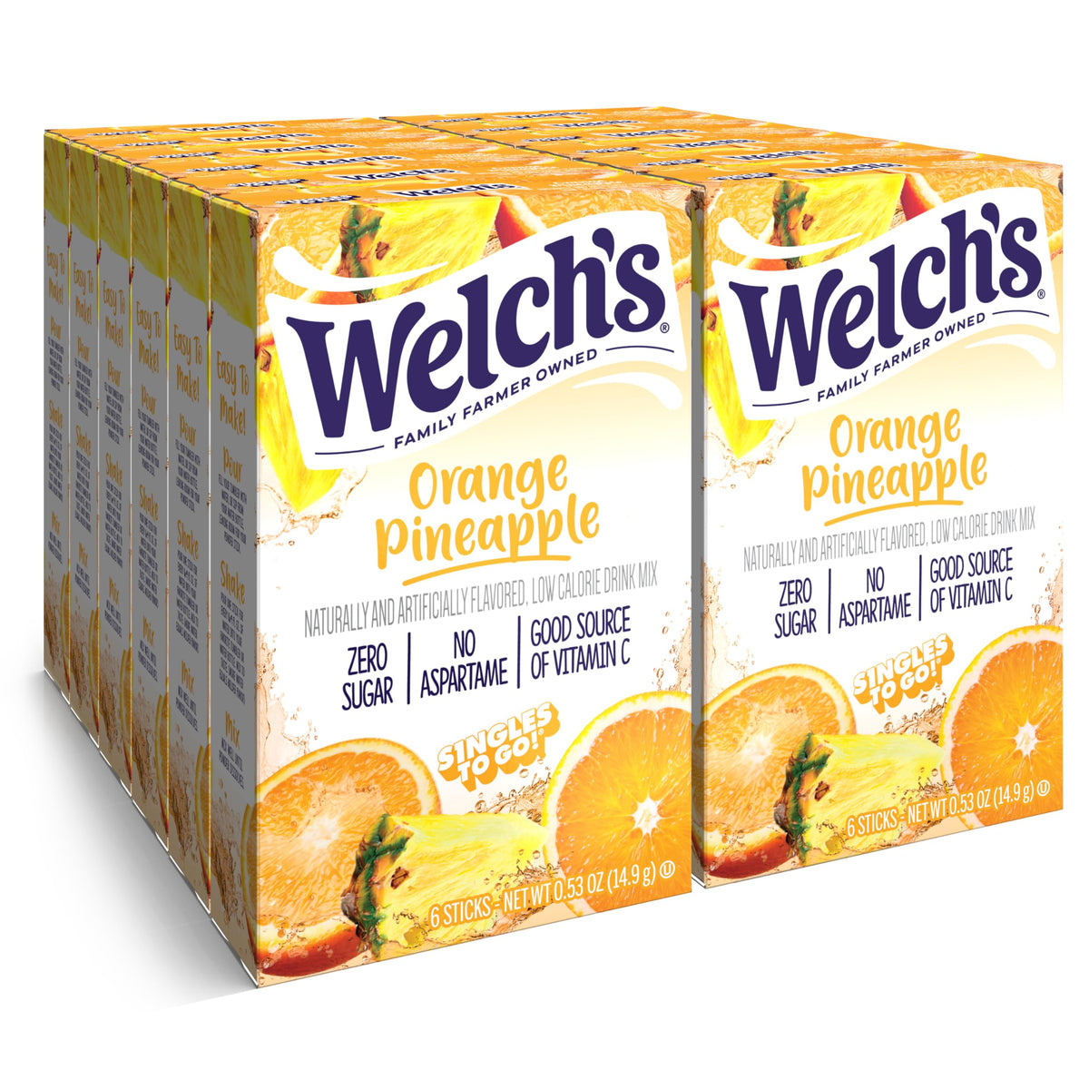 Welch's Singles To Go orange pineapple packets ready to flavor water on the go
