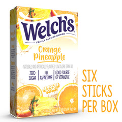 Welch's Singles To Go orange pineapple packets being poured into a water bottle